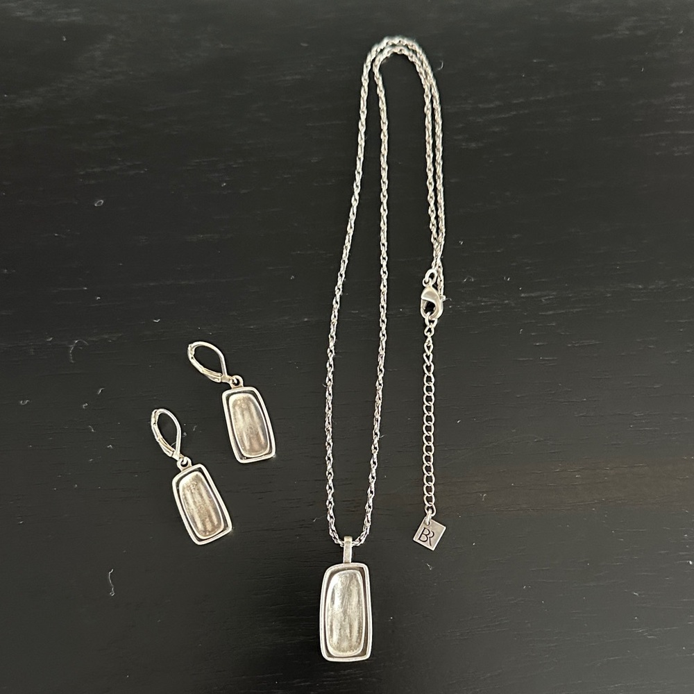 Banana Republic Silver Necklace and Earring Set